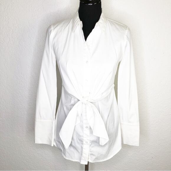 WHBM white button down tie front top size 0 - Picture 1 of 14